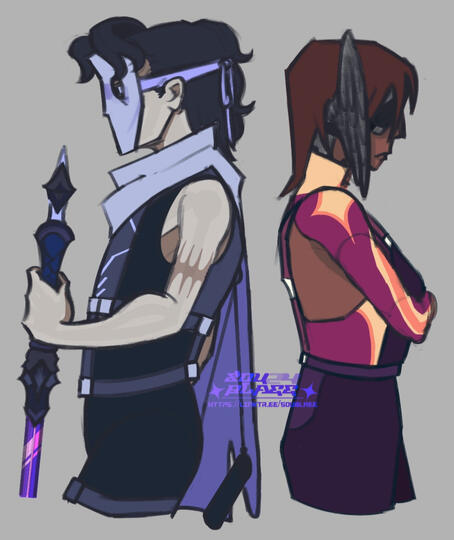 Two flat colour Halfbodies